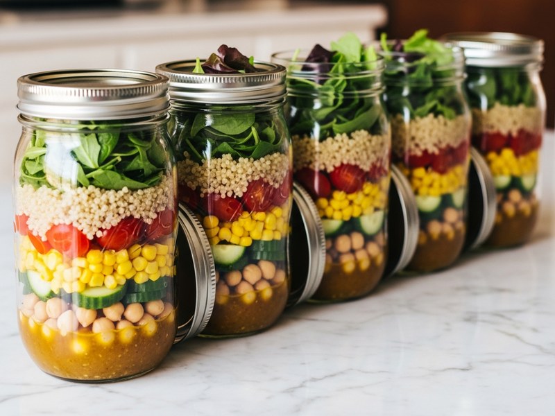 Meal Prep Salat im Glas: 5 Rezepte für die ganze Woche