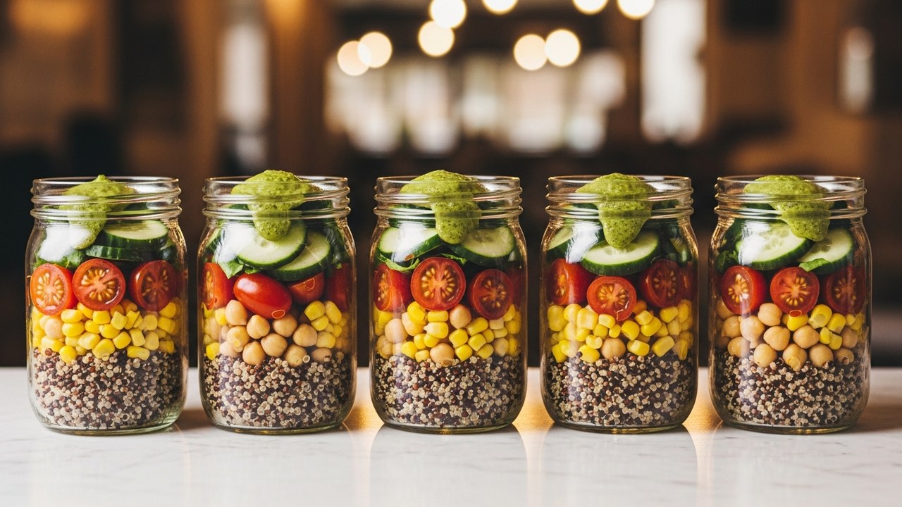 Meal Prep Salat im Glas: 5 Rezepte für die ganze Woche